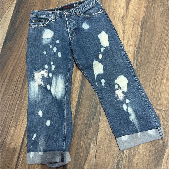 Dolce and Gabbana Cropped Denim Distressed Jeans 31 - Picture 1 of 7